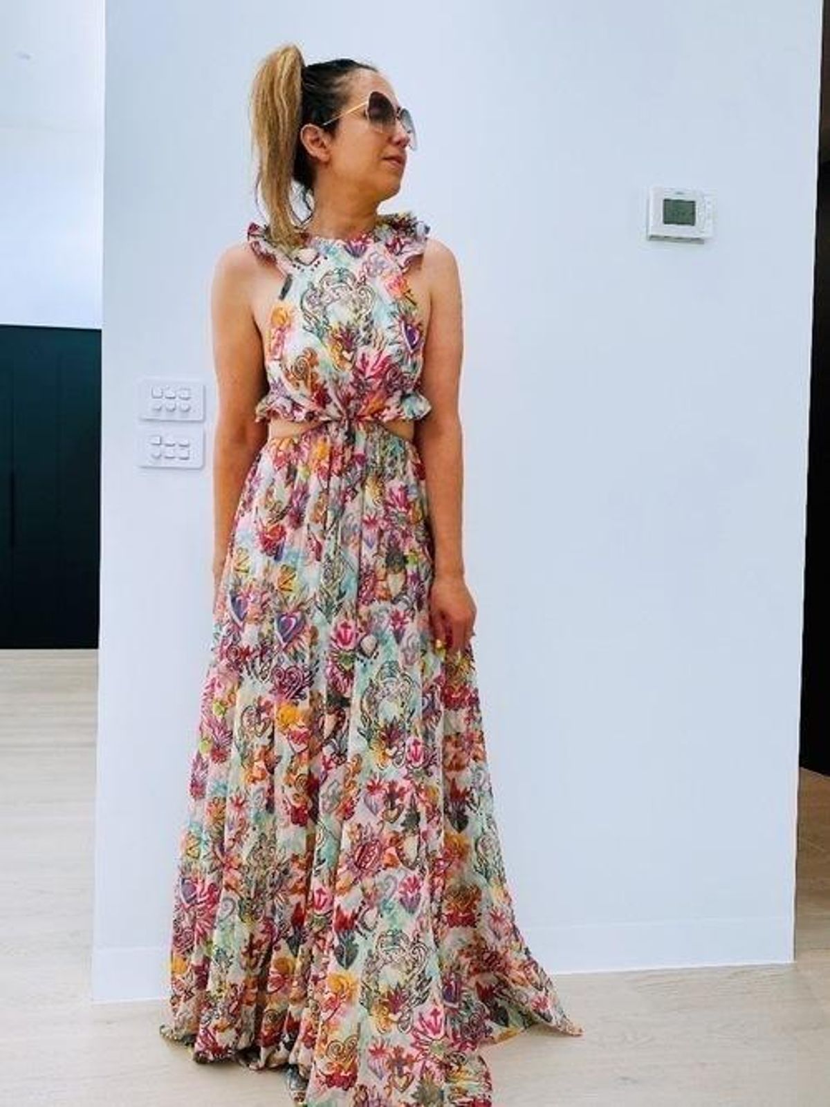 Zimmermann Lovestruck Ruffle Sleeveless Cutout Maxi Dress Print Size 0 - Image 2