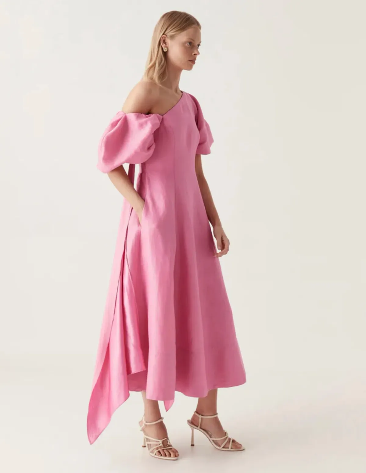 Aje Arista Tulip Sleeve Midi Dress in Pink Size 10 - Image 4