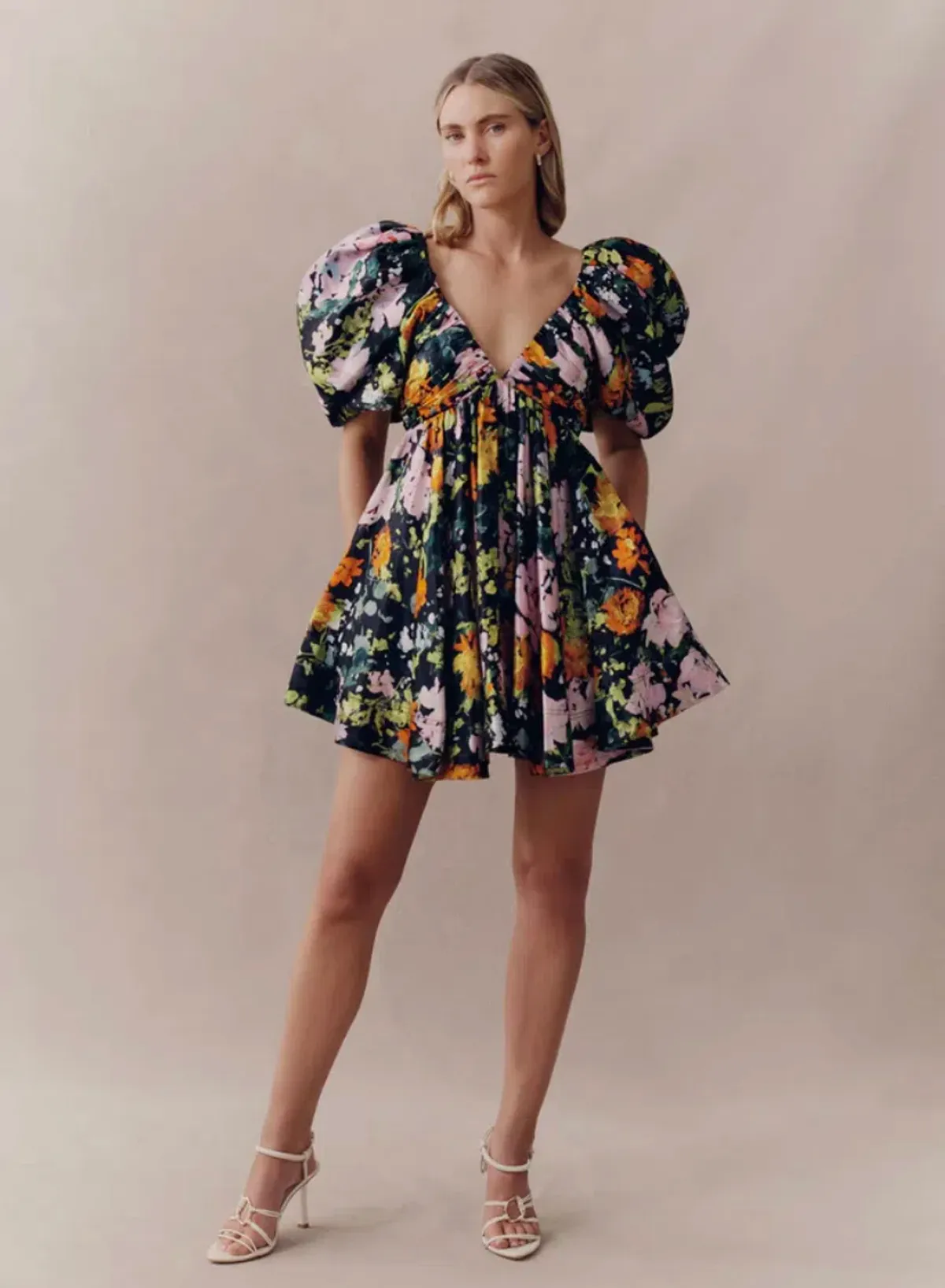 Aje Gabrielle Plunge Mini Dress Midnight Floral Size 10 - Image 1