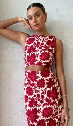 Sir the Label Cinta Cut Out Midi Dress Floral Size 1 / AU 8 for rent on The Volte - image 2