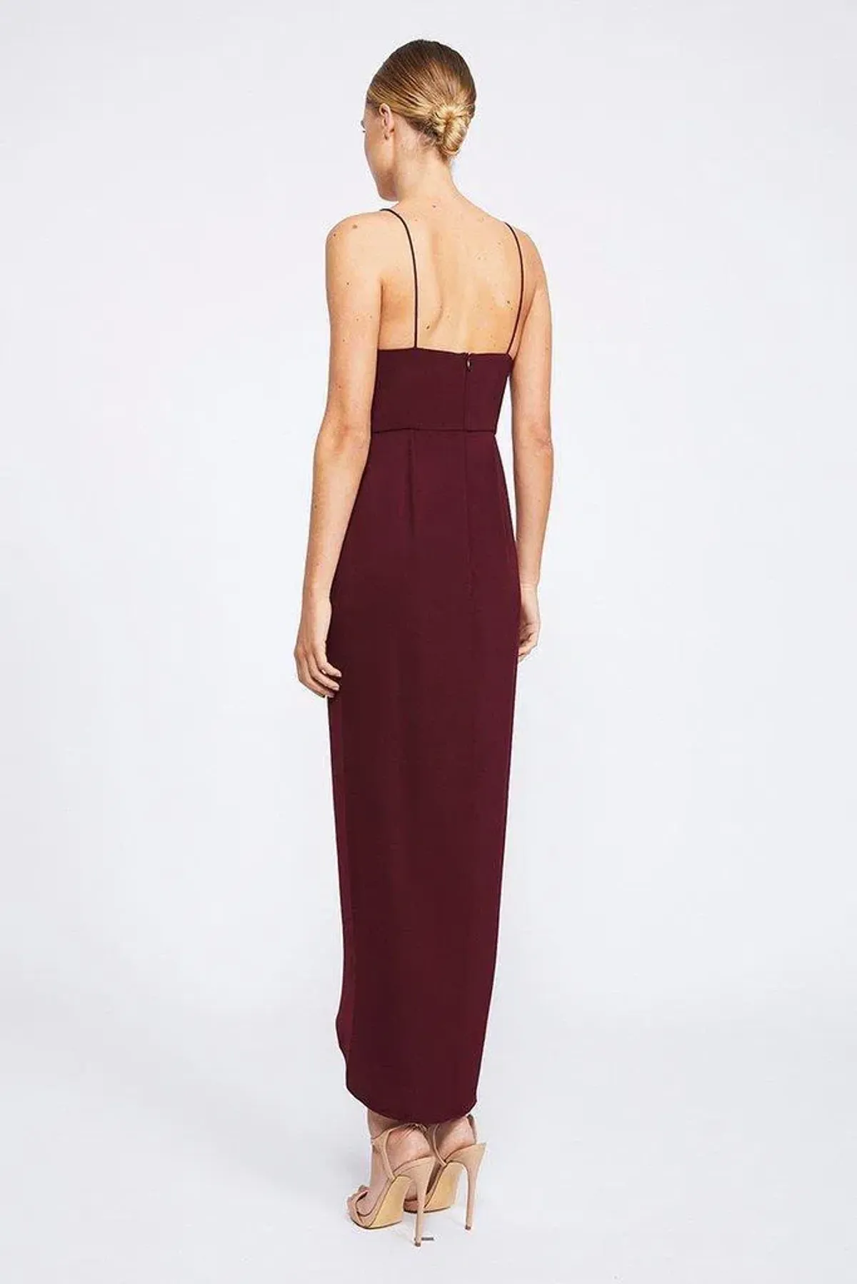 Shona Joy Core Cocktail Draped Maxi Dress Burgundy Size 14 - Image 2