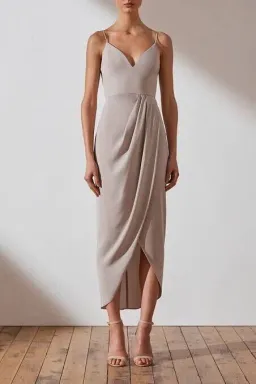 Shona Joy Core Cocktail Draped Maxi Dress Oyster Size 14 for rent on The Volte - image 2