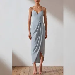 Shona Joy Core Cocktail Draped Maxi Dress Powder Blue Size 16 for rent on The Volte - image 1