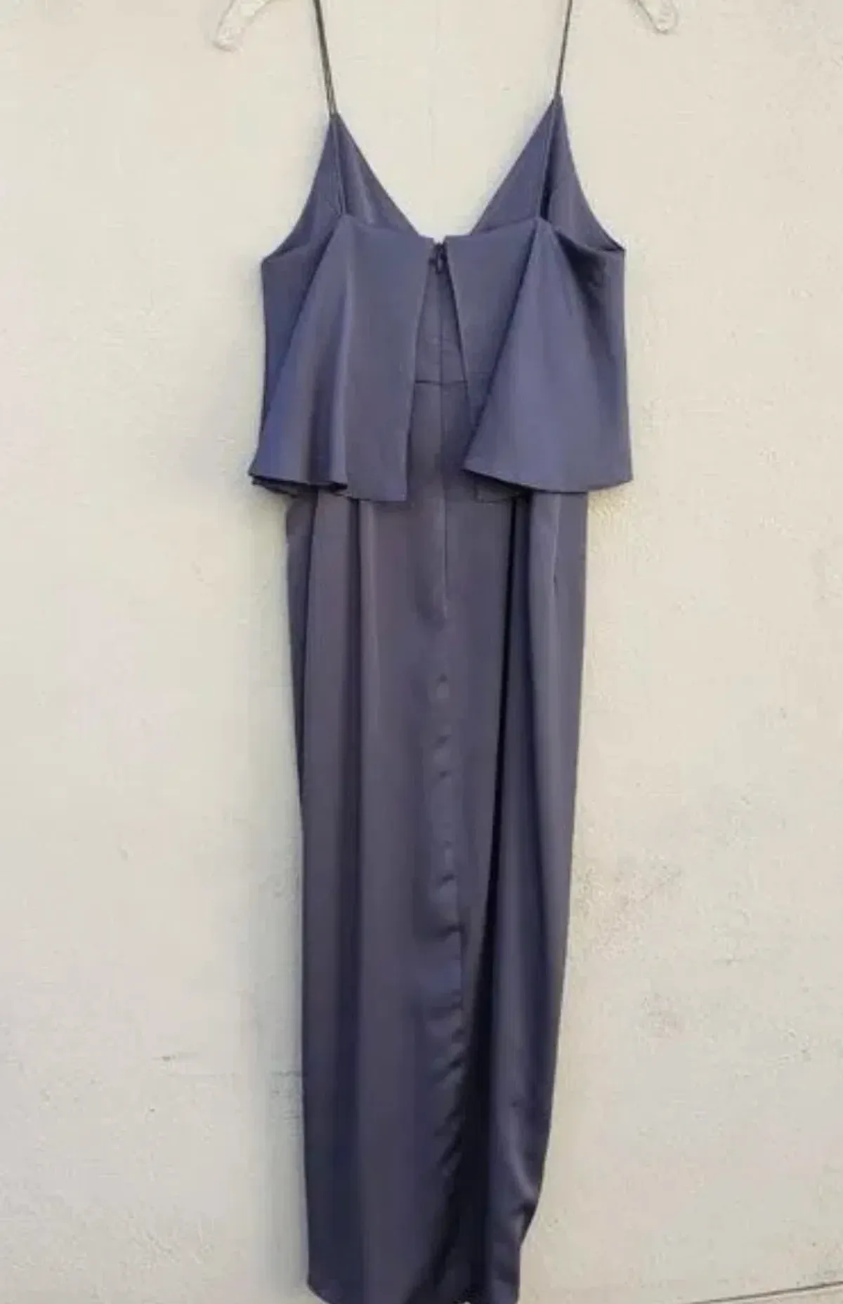 Shona Joy Luxe Draped Cocktail Frill Dress Charcoal Size 16 - Image 3