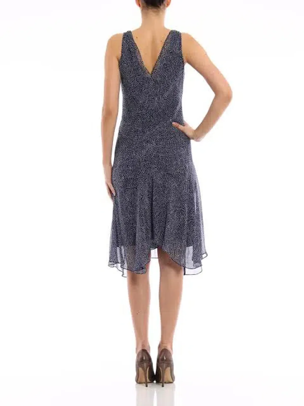 Diane Von Furstenberg Dita Silk Knee-Length Dress Blue/White Size 10 - Image 2