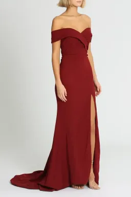 Samantha Rose Gia Off Shoulder Gown Wine Burgundy Size 14 for rent on The Volte - image 2