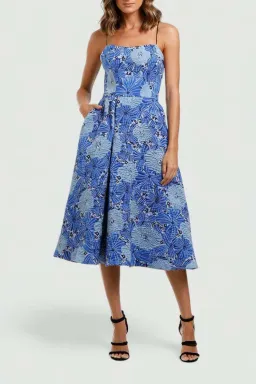 Love Honor Alexia Midi Dress Cobalt Blue Size 10 for rent on The Volte - image 1