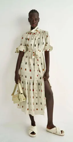 Oroton Beetle Print Dress in Cream Size 10 for rent on The Volte - image 1