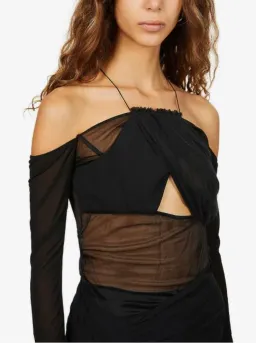 Nensi Dojaka Halterneck Sei-Sheer Ini Dress Black Size 8 for rent on The Volte - image 3