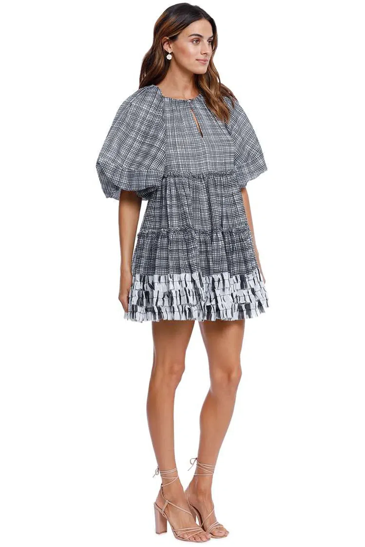 AJE Memento Smock Mini Dress Black and White Size 8 - Image 2
