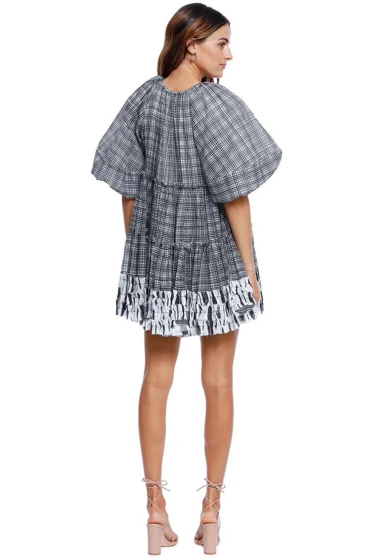 AJE Memento Smock Mini Dress Black and White Size 8 - Image 3