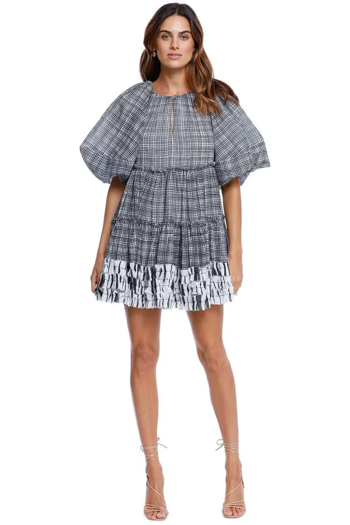 AJE Memento Smock Mini Dress Black and White Size 8 - Image 1
