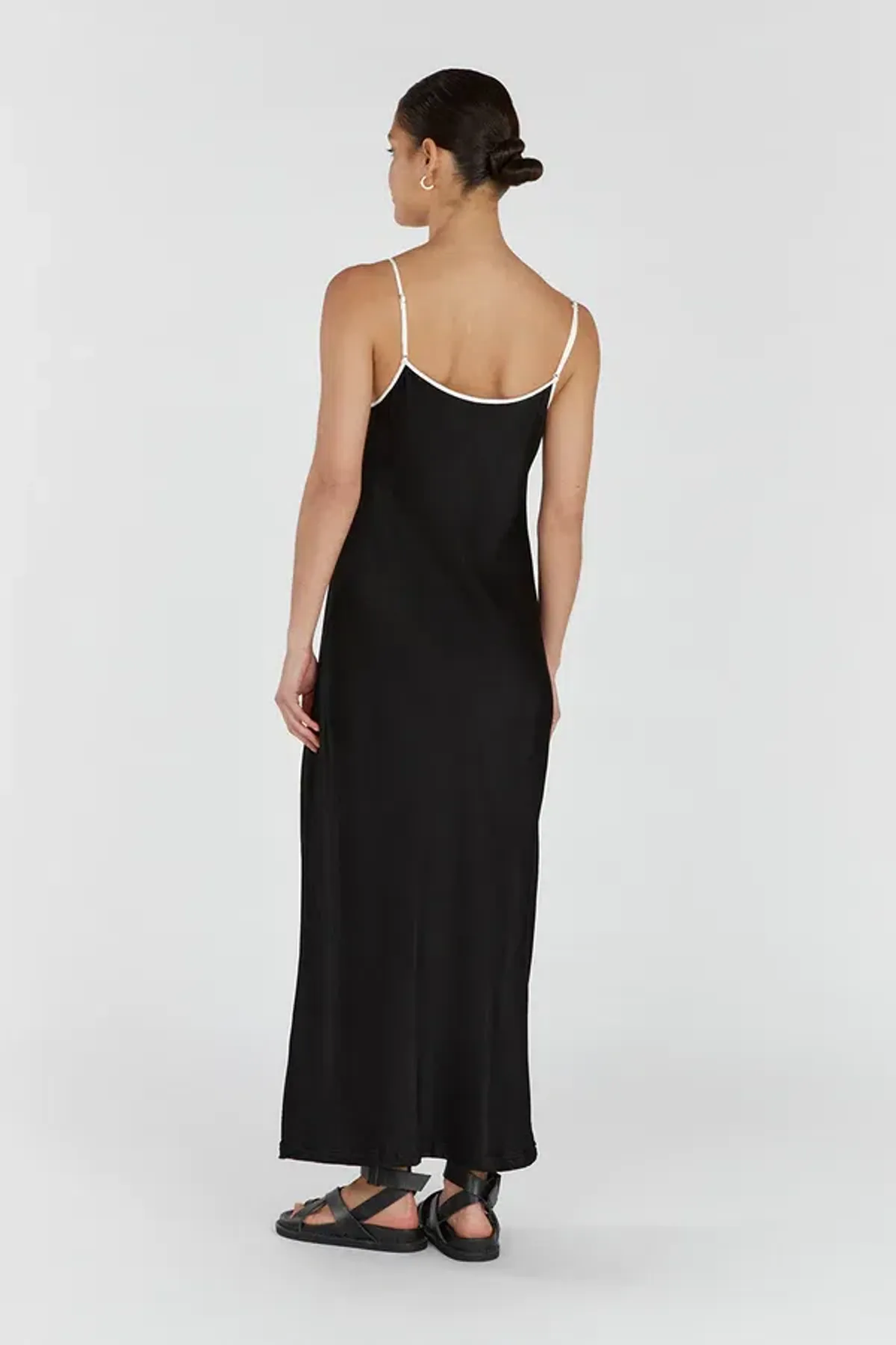 Dissh Letty Black Satin Contrast Dress Size 6 - Image 3