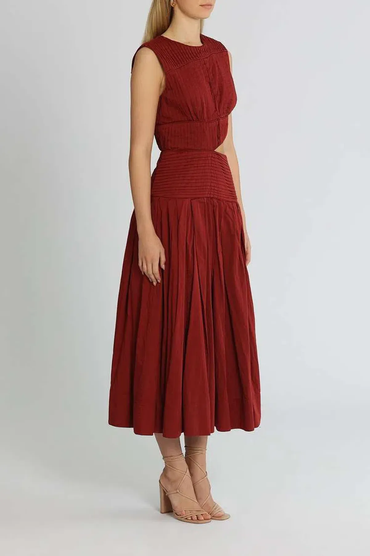 AJE  Cascade Cut Out Dress Burgundy Size 8 - Image 2
