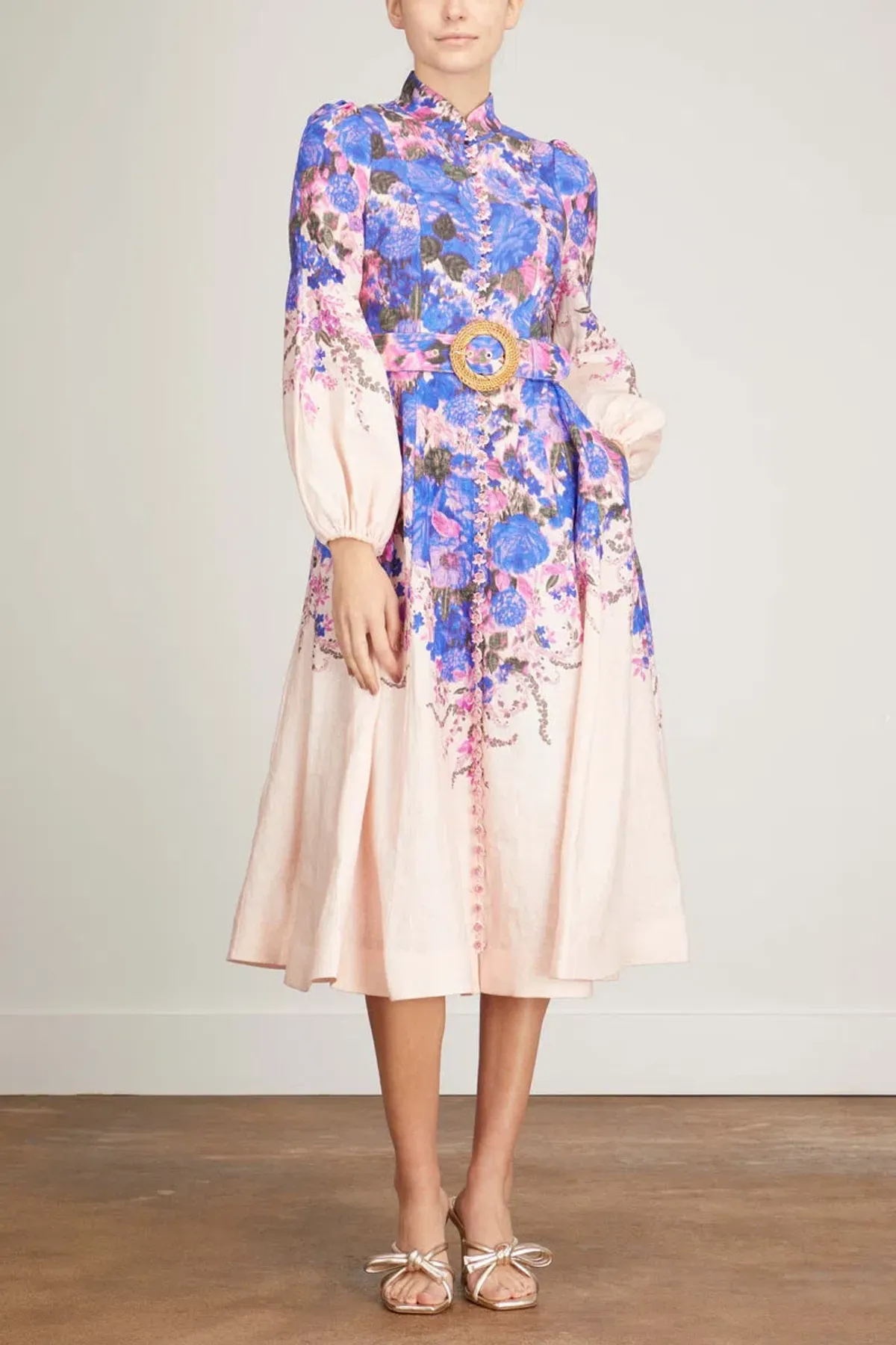 Zimmermann High Tide Buttoned Midi Dress Purple Ikat Floral Size 1 / AU 10 - Image 4
