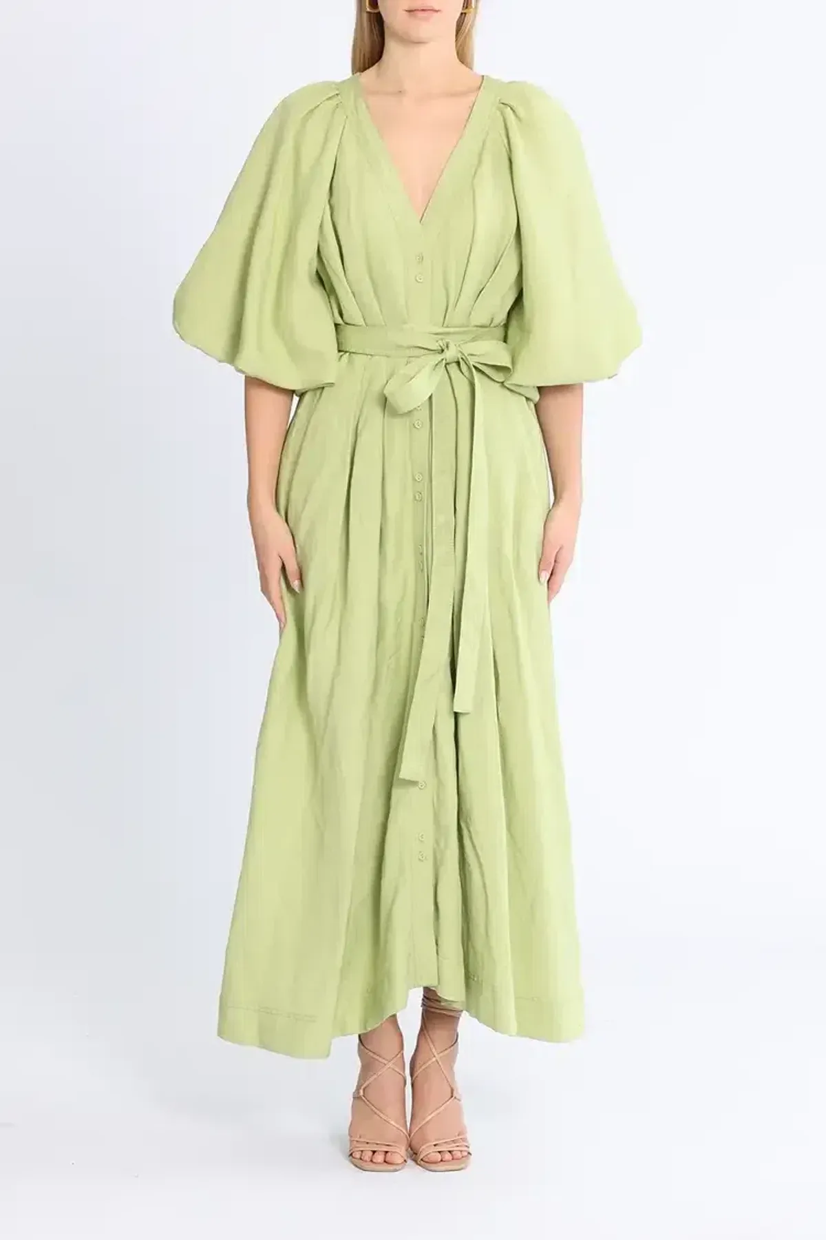 Aje Evermore Midi Dress in Green Size 8 - Image 1