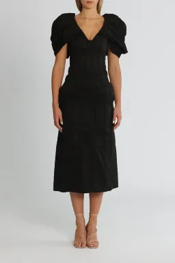 Aje Admiral Butterfly Sleeve Midi Dress in Black Size 6 for rent on The Volte - image 1
