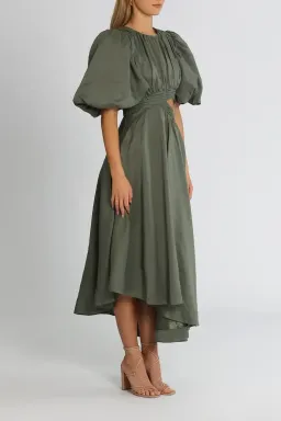Aje Tidal Tucked Cut Out Midi Dress in Oakmoss Size 6 for rent on The Volte - image 2