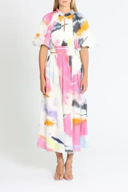 Aje Elysium Blouson Midi Dress Multi Size 8 for rent on The Volte - image 1