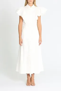 Aje Kindred Frill Sleeve Midi Dress Ivory Size 10 for rent on The Volte - image 1
