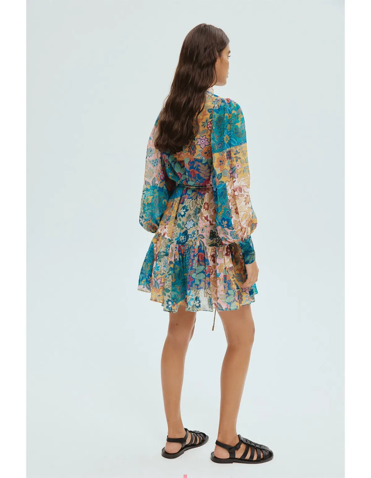 Alemais Bella Patchwork Mini Dress Floral Size 8 - Image 4