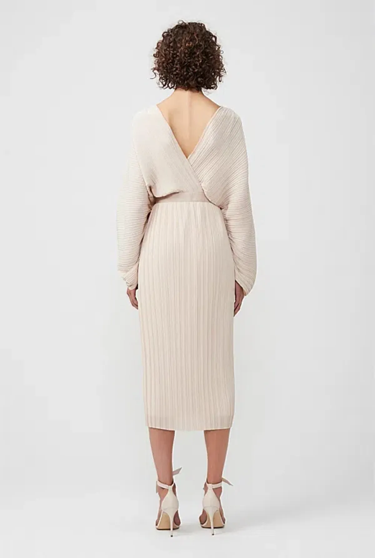 Country Road CR Capsule Belted Pleat Dress Cream Size 14 - Image 2