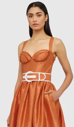 Leo Lin Suffolk Bustier in Cinnamon Orange in Size 10 for rent on The Volte - image 3