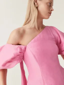 Aje Arista Tulip Sleeve Midi Dress Pink Size 8 for rent on The Volte - image 2