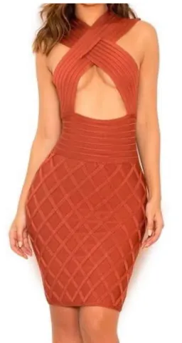 House of CB Liliana Bandage Dress Rust Size XS / AU 6 for rent on The Volte - image 3