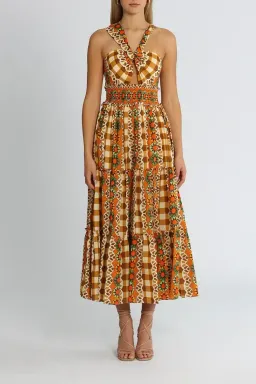 Alice McCall Clara Midi Dress in Brown Multi Size 10 for rent on The Volte - image 1