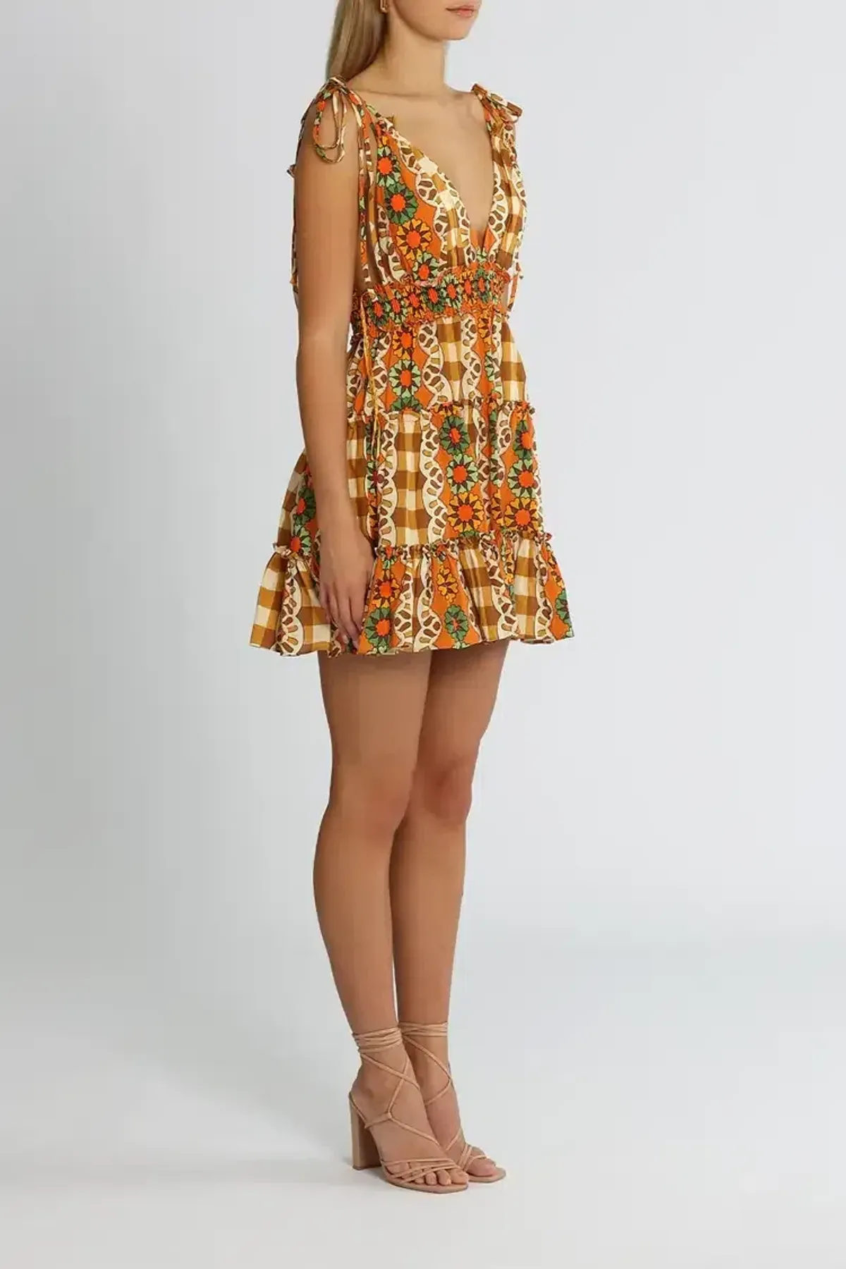 Alice McCall Clara Mini Dress in Brown Multi Size 14 - Image 2