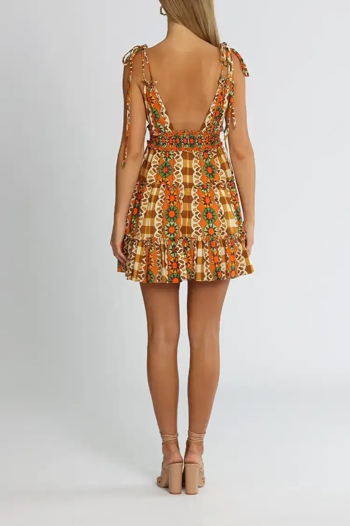 Alice McCall Clara Mini Dress in Brown Multi Size 14 - Image 3