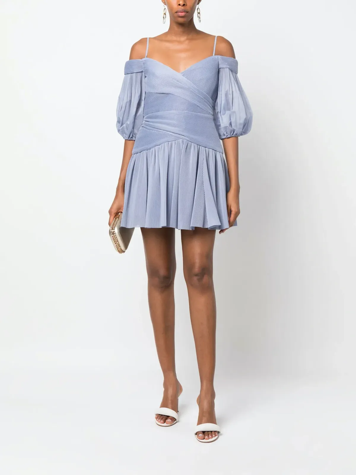 Zimmermann Pleated Mini Dress Dusty Blue Size 0 / AU 8 - Image 1