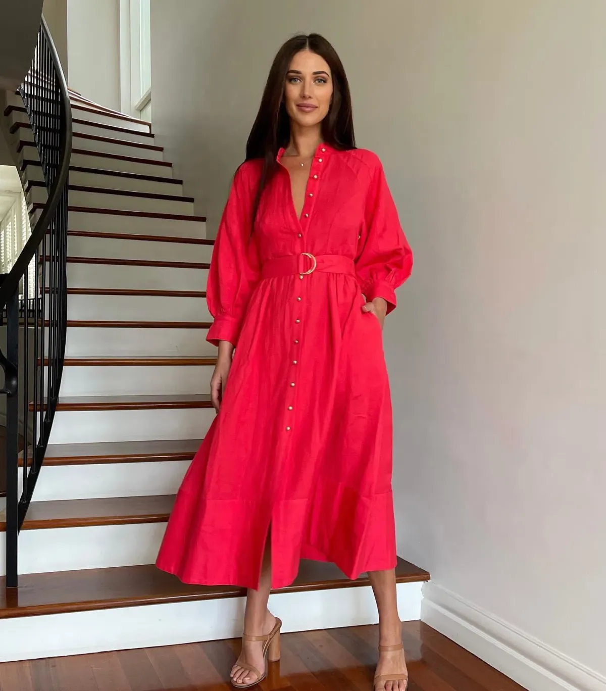 Sheike Piper Midi Dress in Watermelon sz16 - Image 3