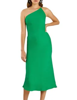 By Johnny Asymmetric Crimp Bias Midi Dress Green Size 14 for rent on The Volte - image 3