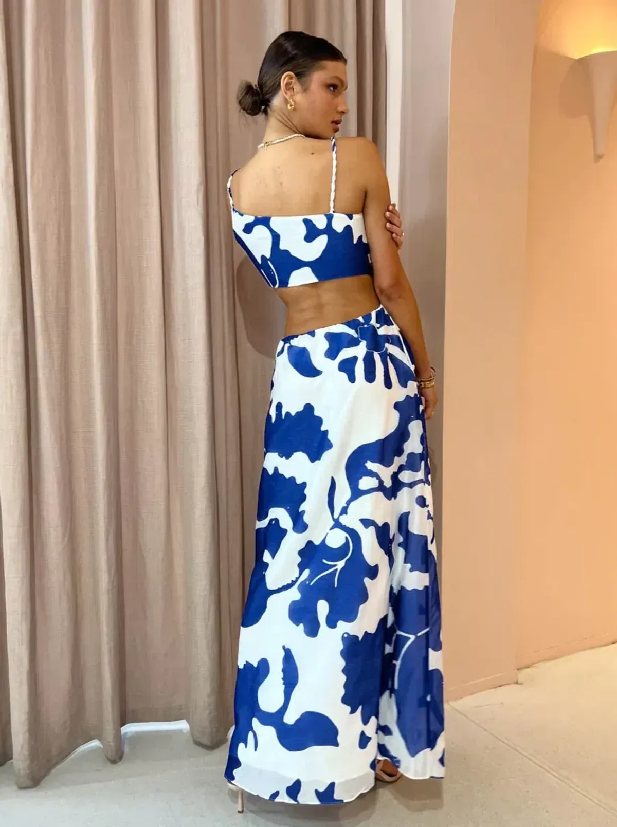 Sir the Label Vivi Asymmetrical Cut Out Maxi Dress Merce Abstract Print Size 10 - Image 2