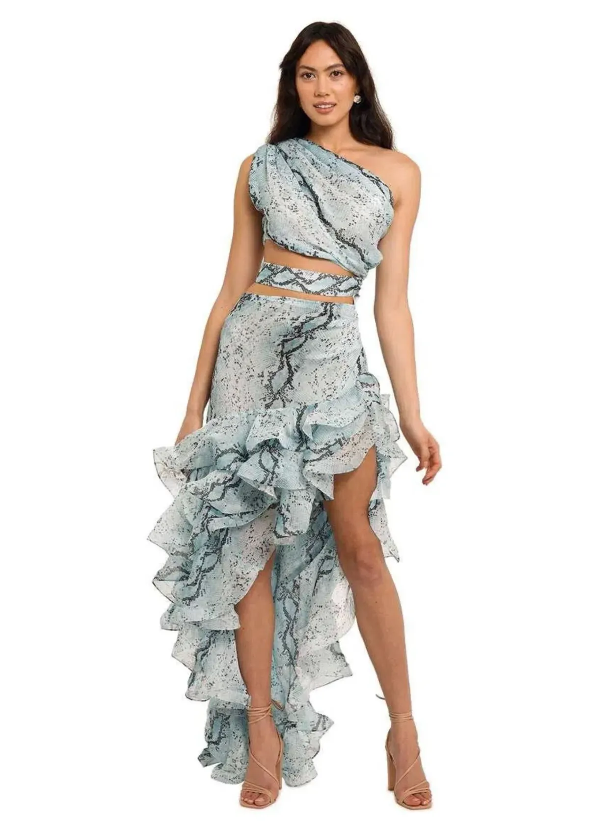 Bronx and Banco Savanna Sky Gown Blue Print Size 12 - Image 1