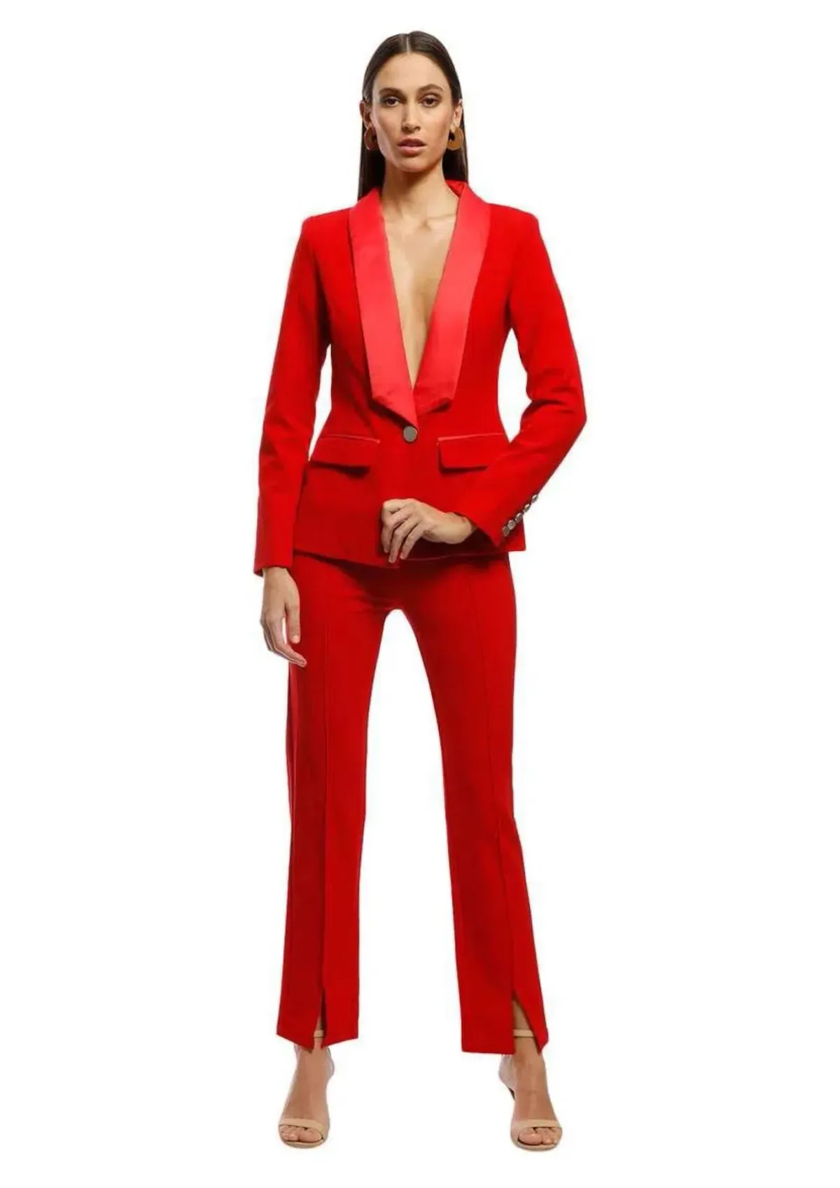 Bianca and Bridgett Milan Blazer and Pants Set Red Size 8 - Image 1