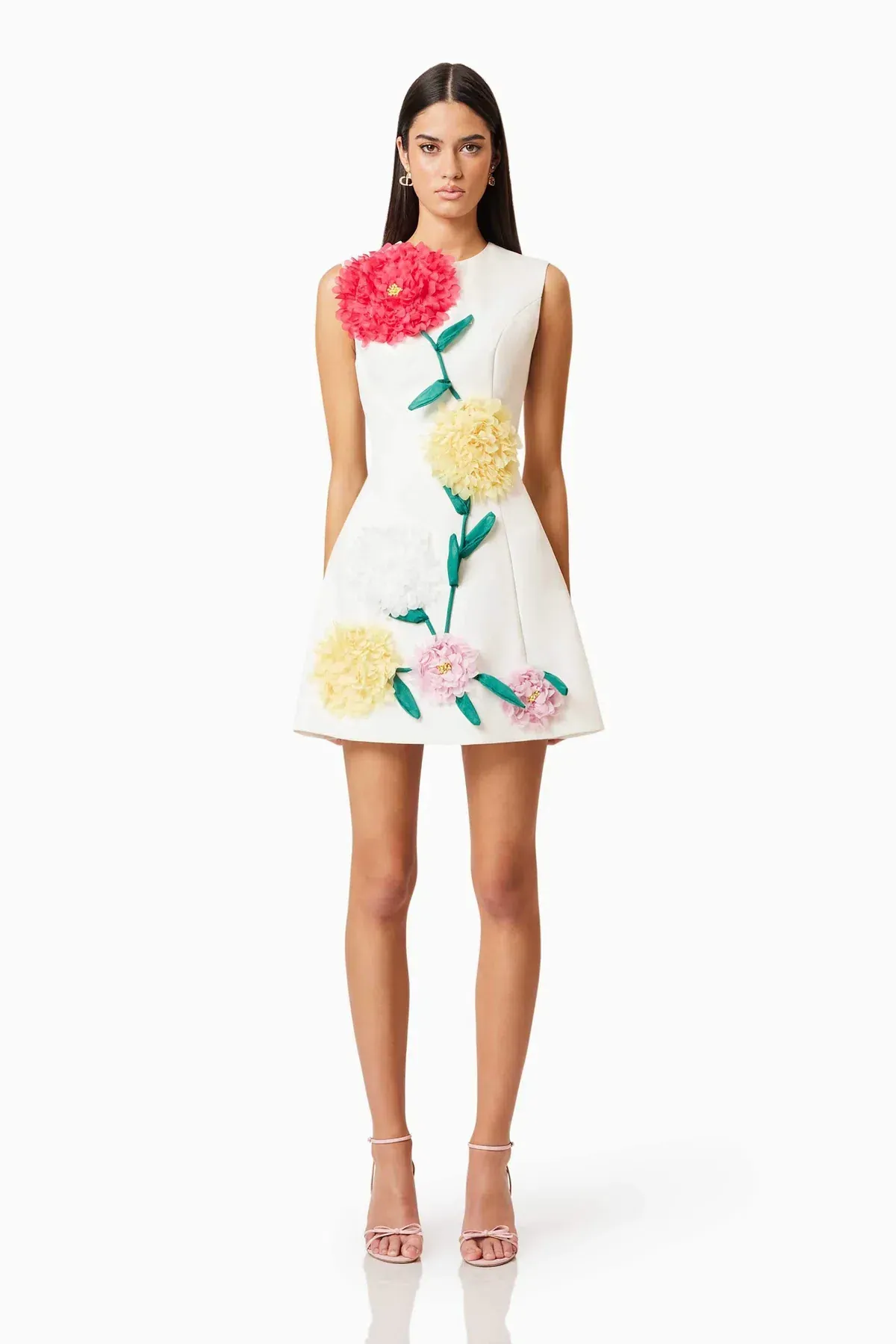 Elliat - Buttercup Embroidered Mini Dress in Ivory - Size M (10) - Image 1