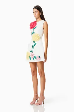 Elliat - Buttercup Embroidered Mini Dress in Ivory - Size M (10) for rent on The Volte - image 3