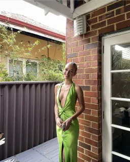 Khanums X Revolve Pear Halter Gown Green Size XS/Au 6 for rent on The Volte - image 4