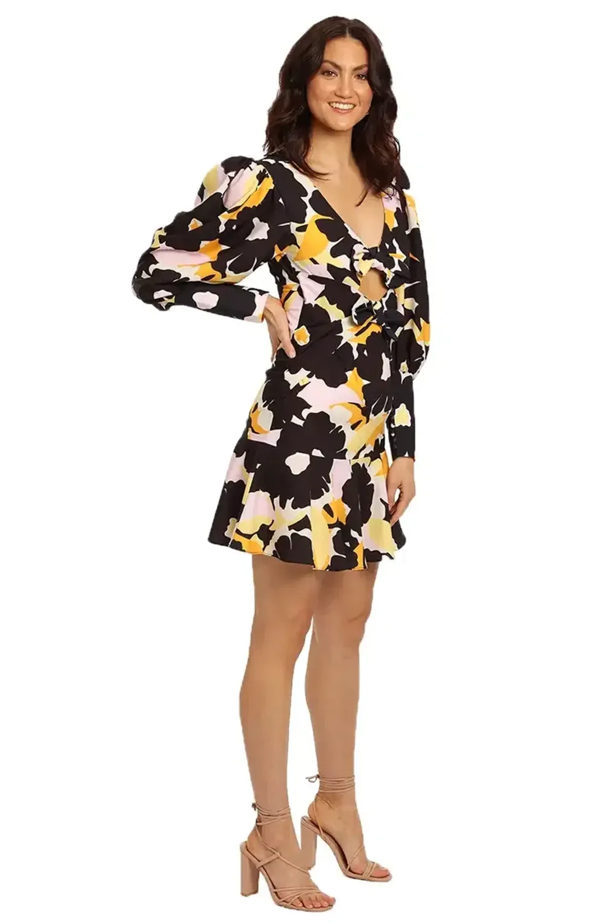 By Johnny Bold Blooms Mini Dress in Multi Floral Size 12 - Image 1