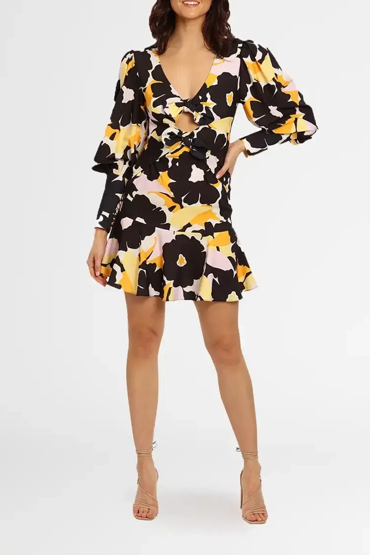 By Johnny Bold Blooms Mini Dress in Multi Floral Size 12 - Image 2