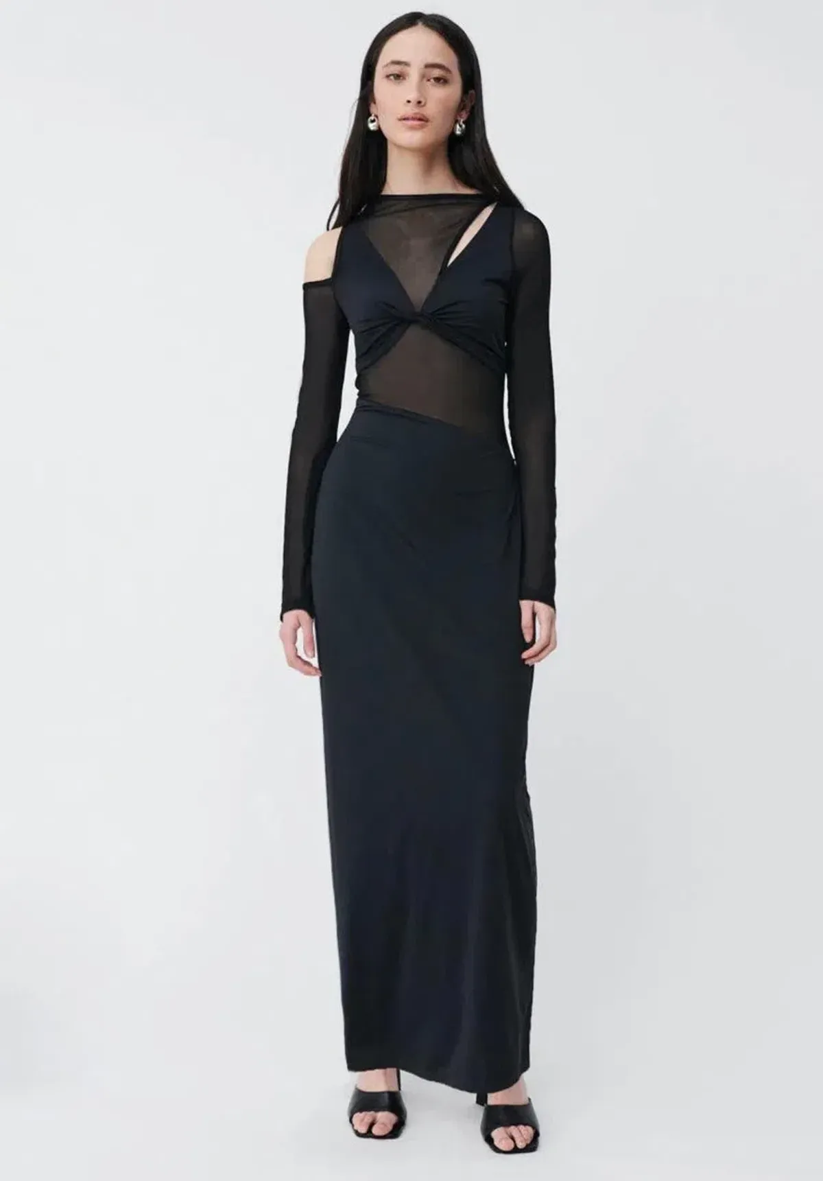 SUBOO Rodin Long Sleeve Mesh Kersey Maxi Dress Black Size XS/Au 6 - Image 1