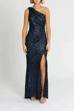 Badgley Mischka Sequin Gown Navy Size 14 for rent on The Volte - image 1
