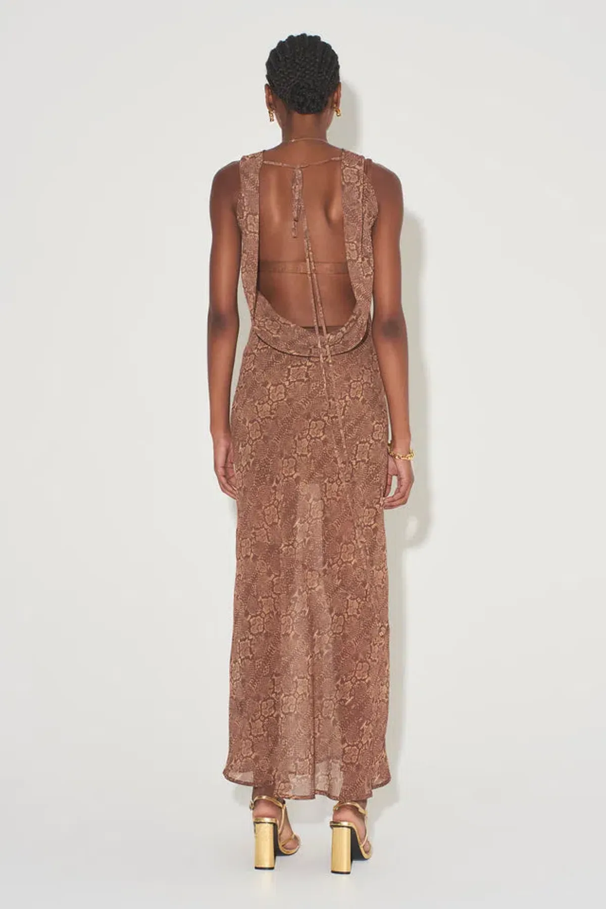 Hansen And Gretel Emmery Backless Cowl Dress In Serpent Size 8 - Image 3