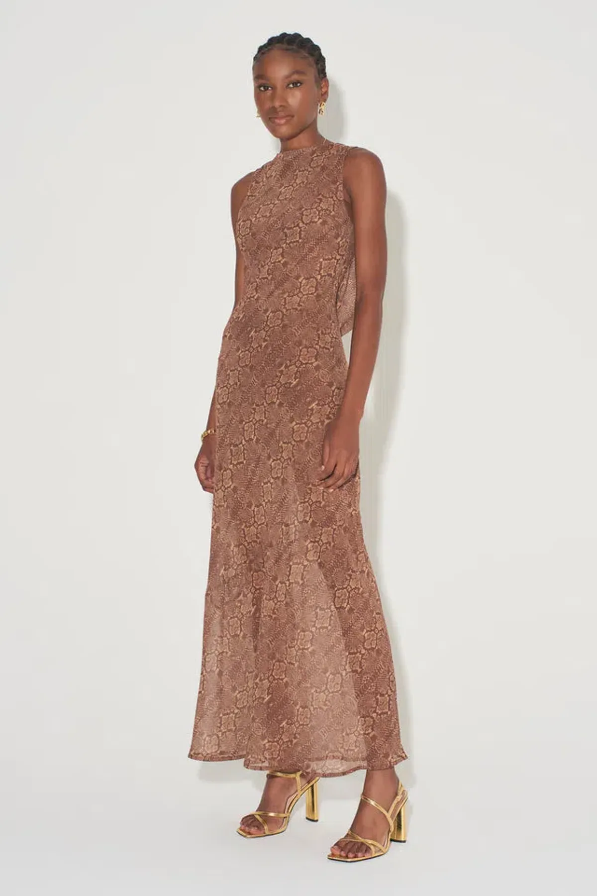Hansen And Gretel Emmery Backless Cowl Dress In Serpent Size 8 - Image 1