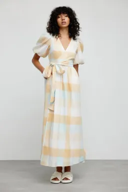 Significant Other Stella Midi Dress Multi Check Size 8 for rent on The Volte - image 1