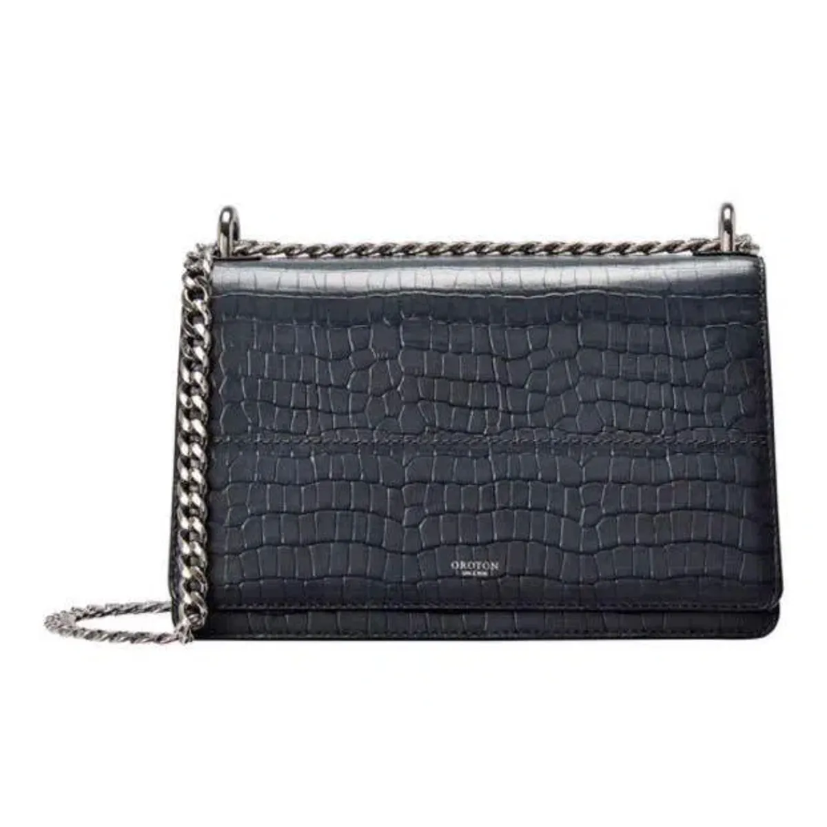 Oroton Forte Texture Slim Clutch in Charcoal  - Image 1