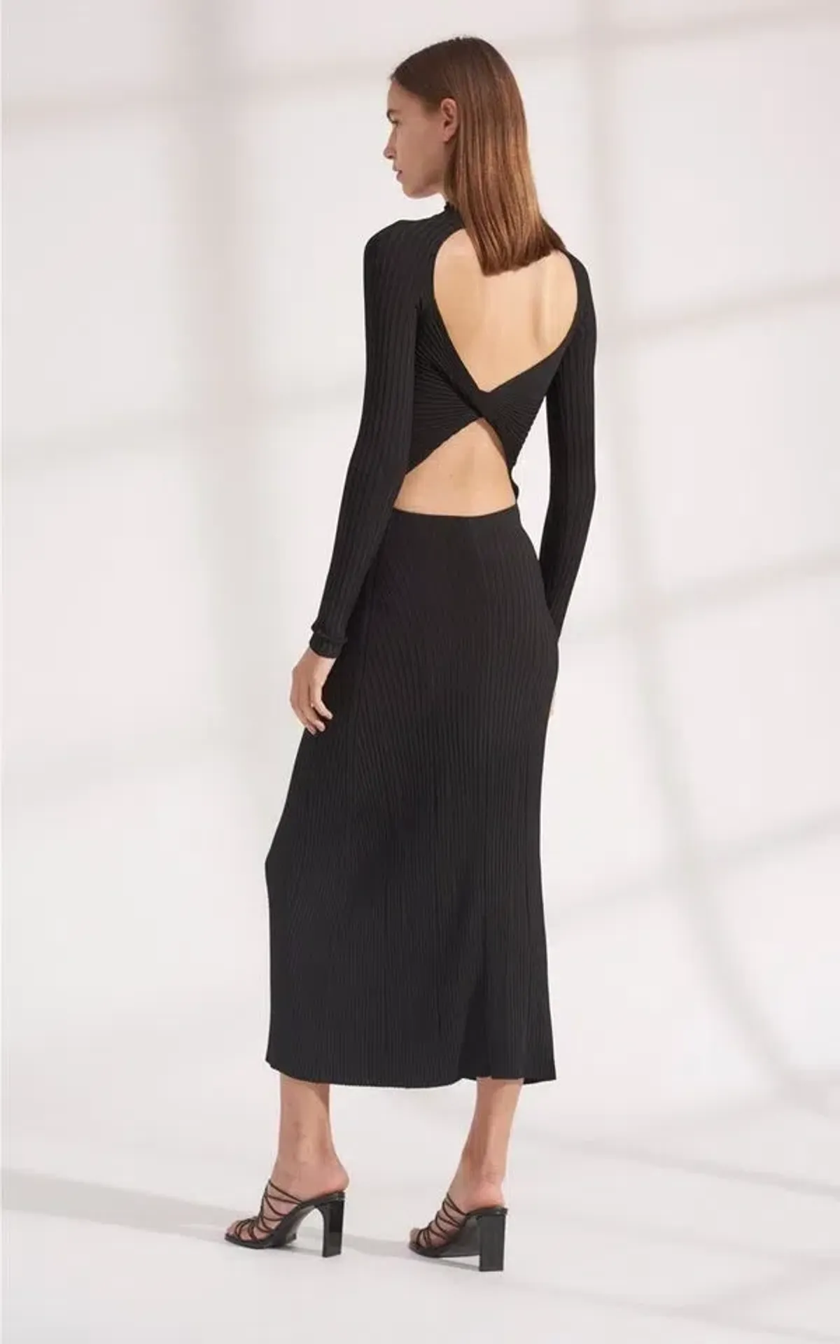 Dion Lee Stripe Rib Twist Reversible Midi Dress in Black Size 8  - Image 2